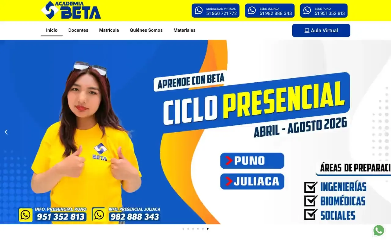 Portada de la web de Academia BETA