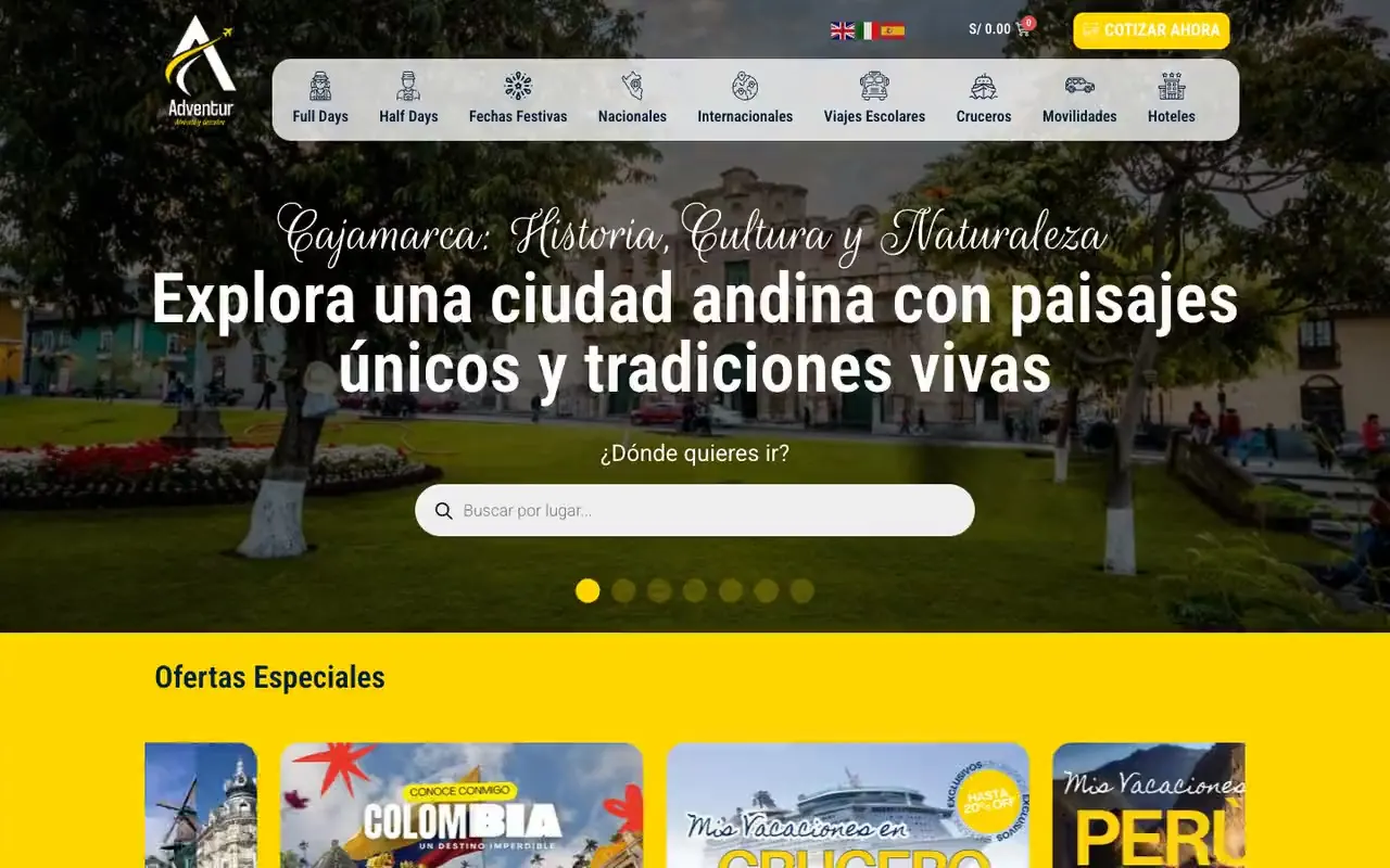 Portada de la web de Adventur