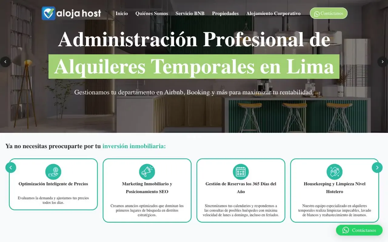 Portada de la web de Aloja Host