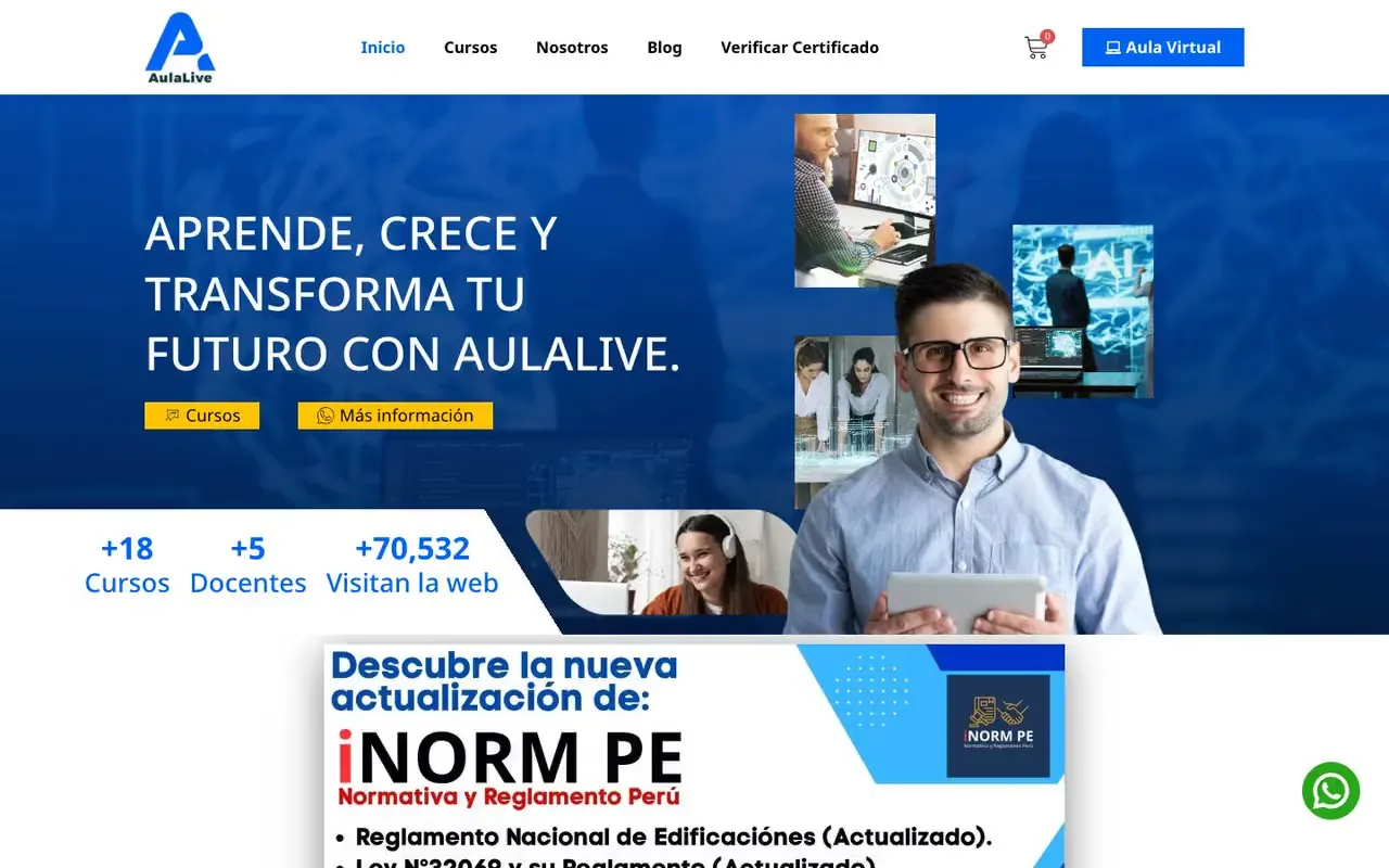 Portada de la web de AulaLive