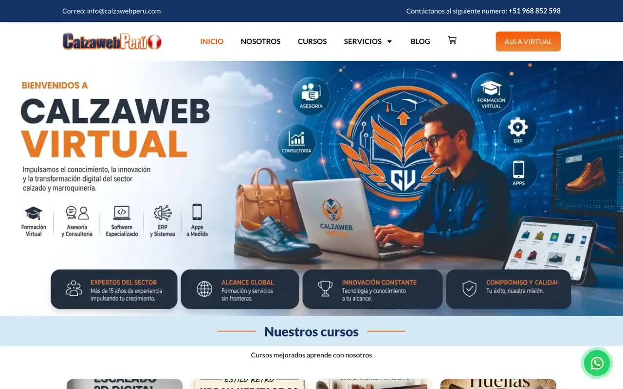 Portada de la web de Calzaweb Perú