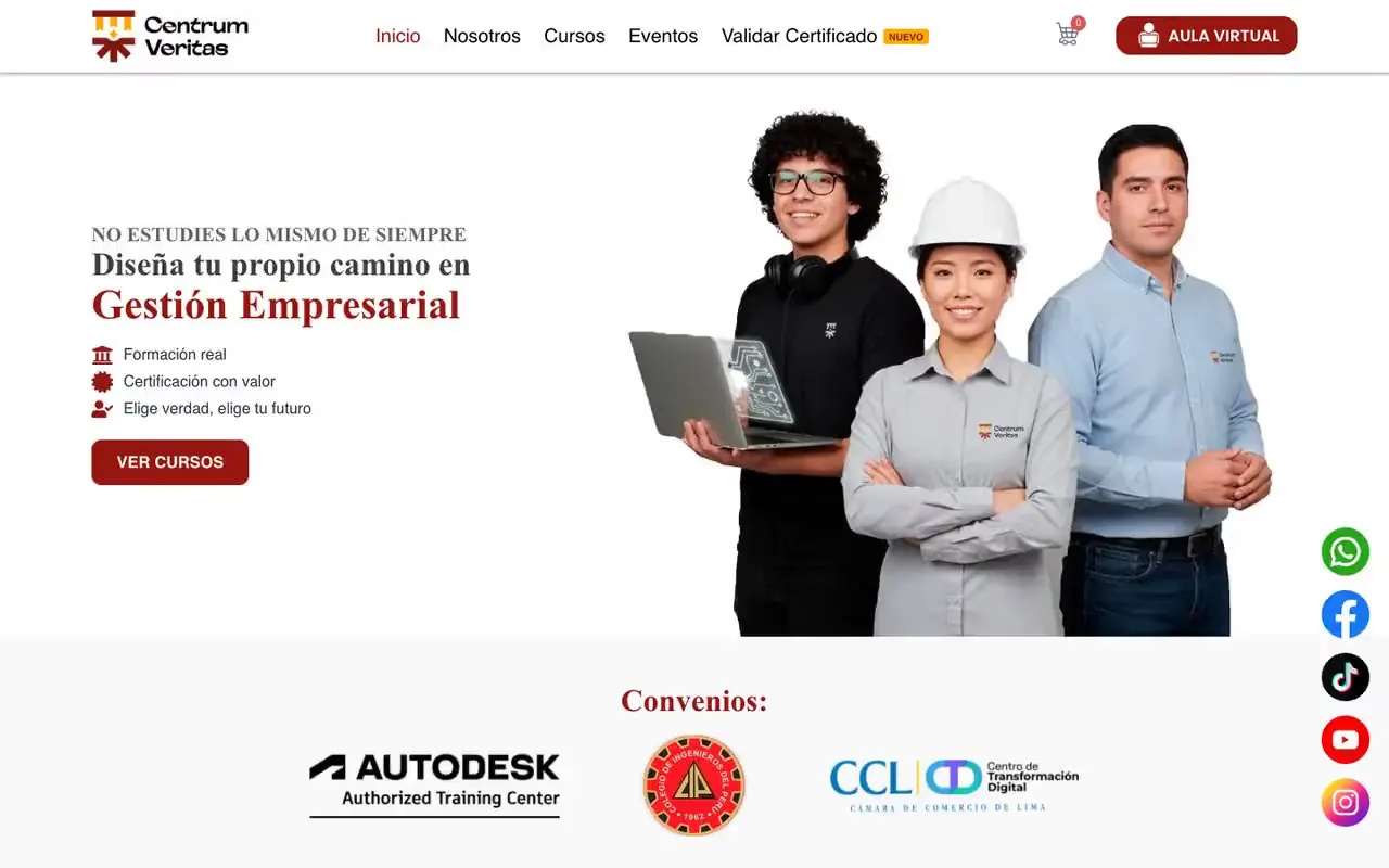 Portada de la web de Centrum Veritas
