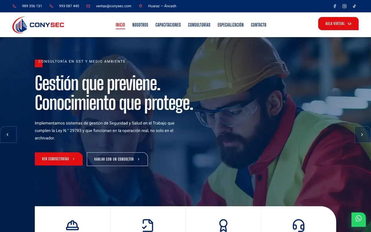 Portada de la web de CONYSEC