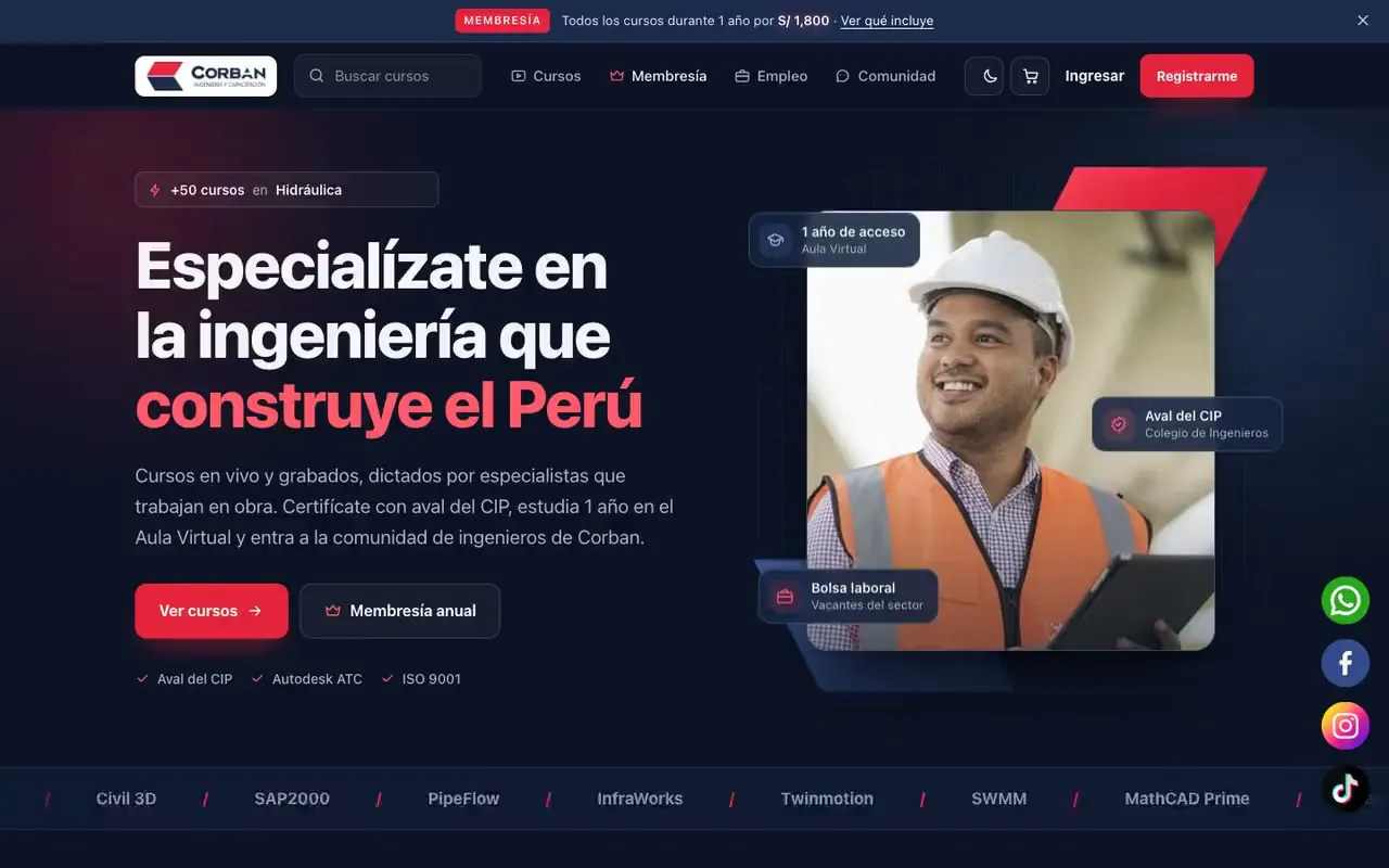 Portada de la web de Corban Ingeniería