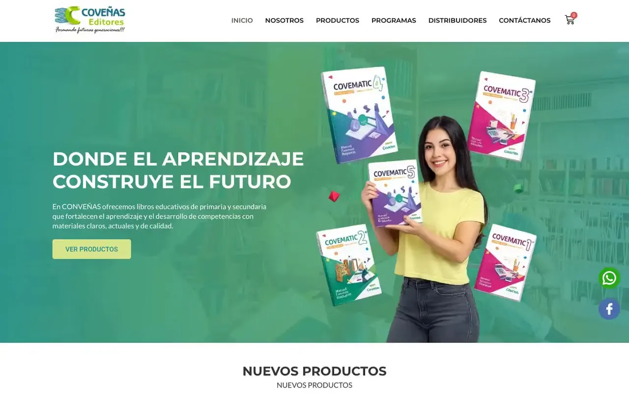 Portada de la web de Coveñas Editores