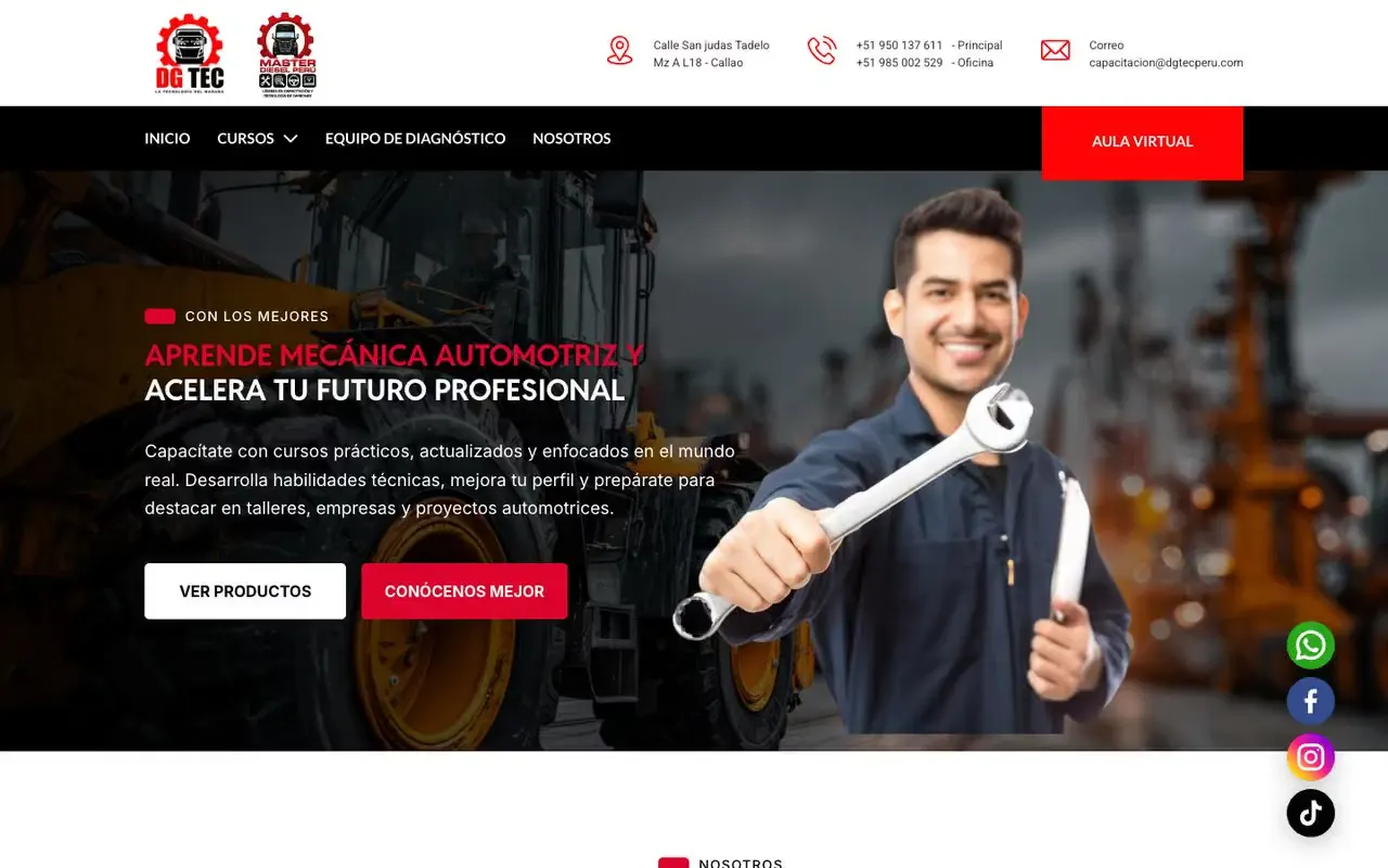 Portada de la web de DG TEC Perú