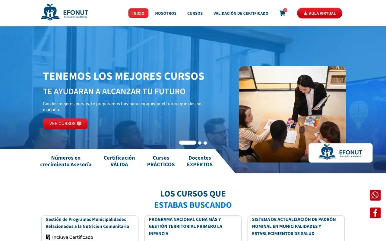 Portada de la web de EFONUT