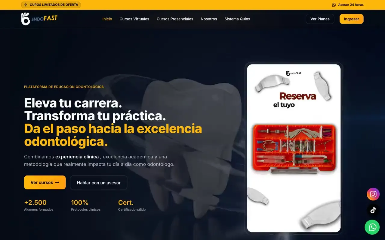 Portada de la web de Endofast