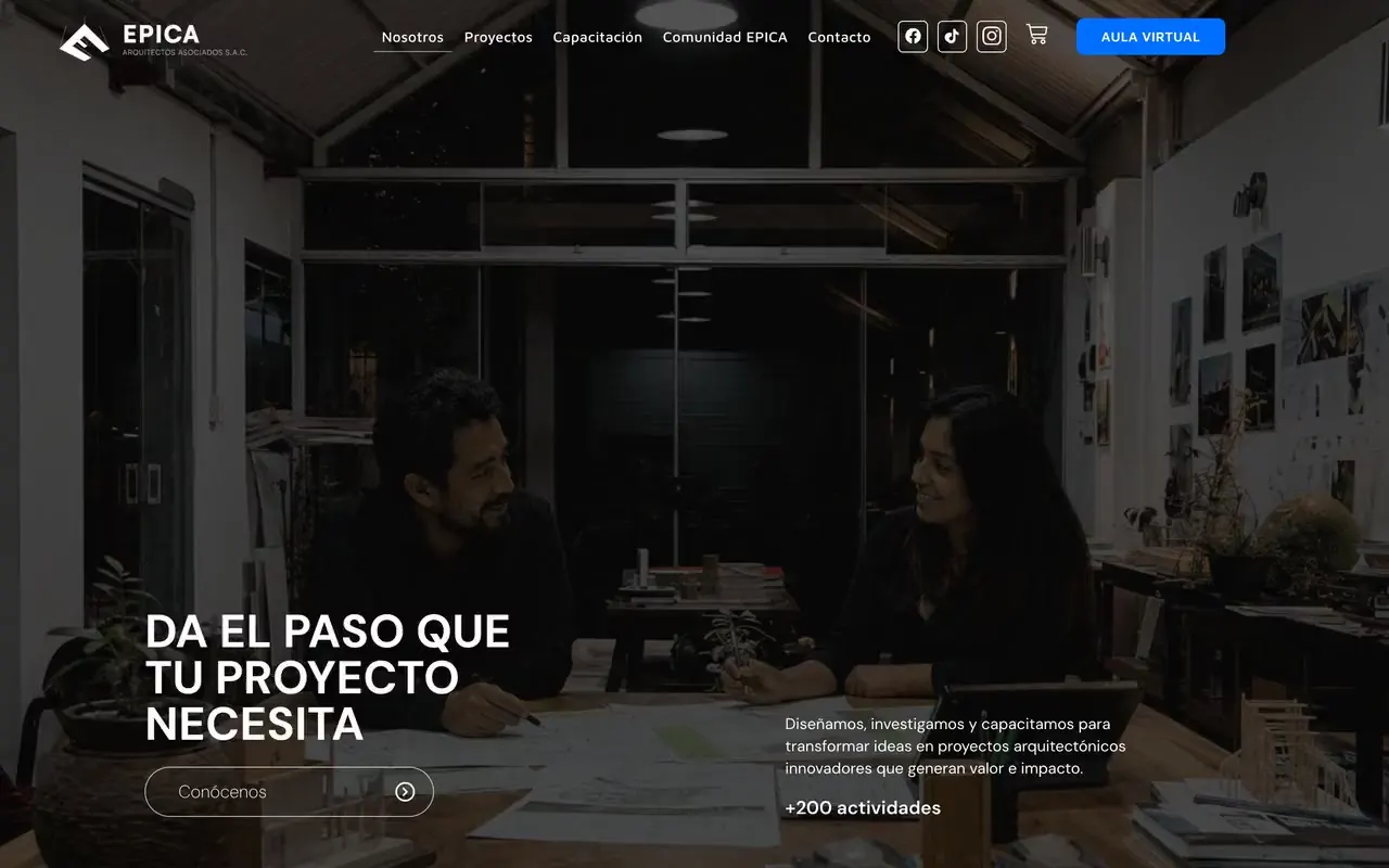 Portada de la web de EPICA Arquitectos