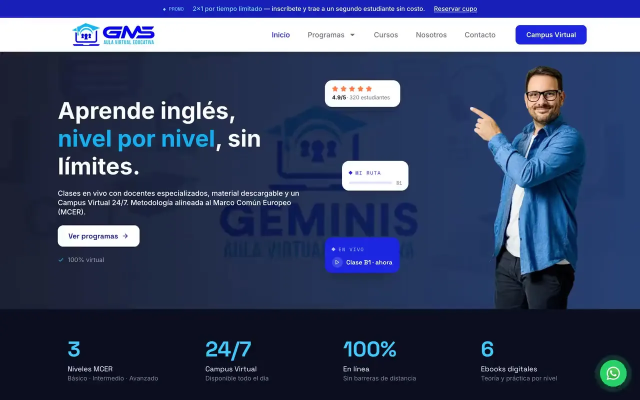 Portada de la web de GÉMINIS