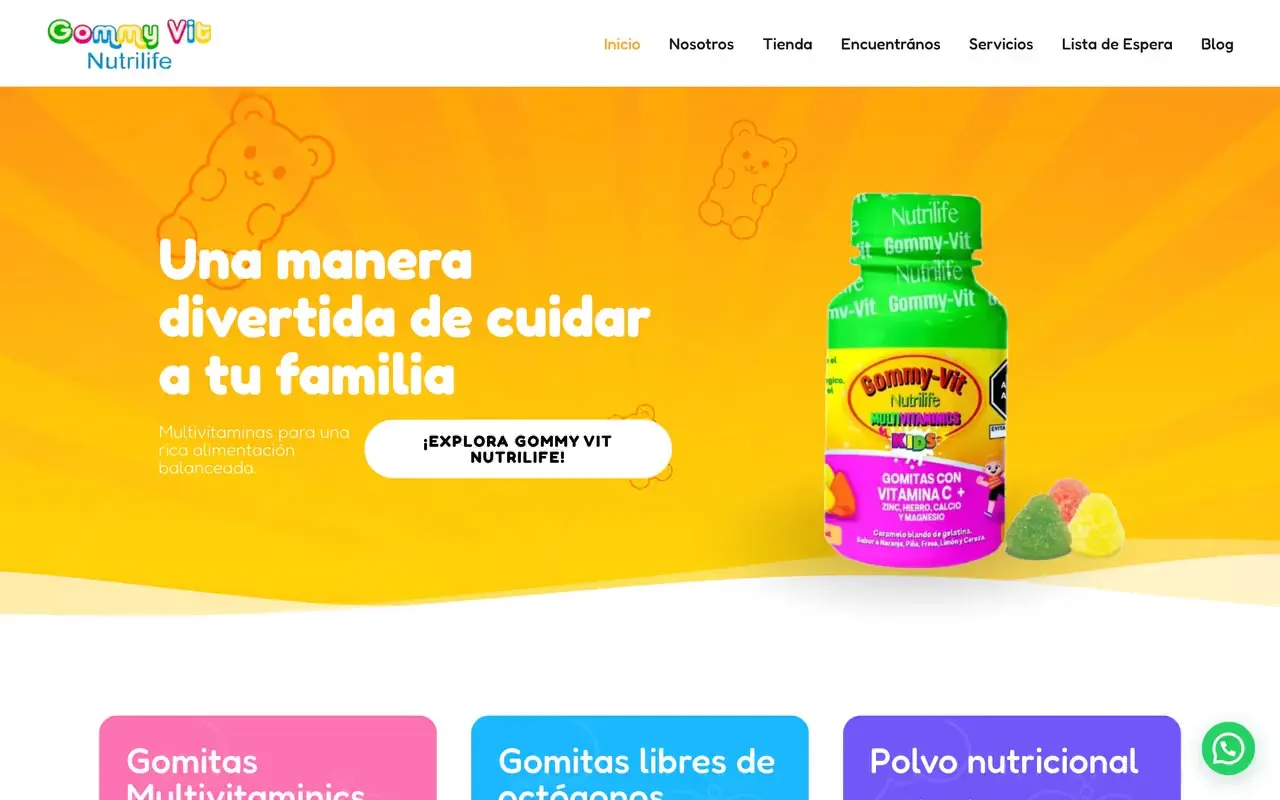 Portada de la web de Gommy Vit Nutrilife