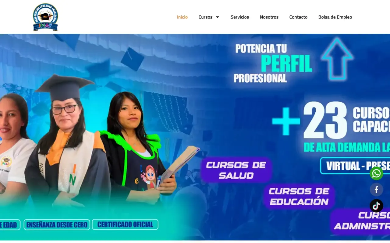 Portada de la web de INAF