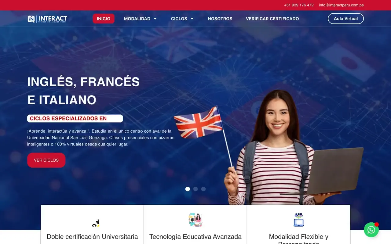 Portada de la web de Interact