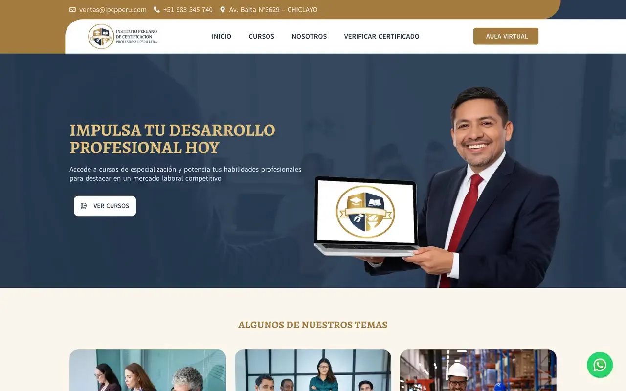 Portada de la web de Instituto Peruano de Certificación