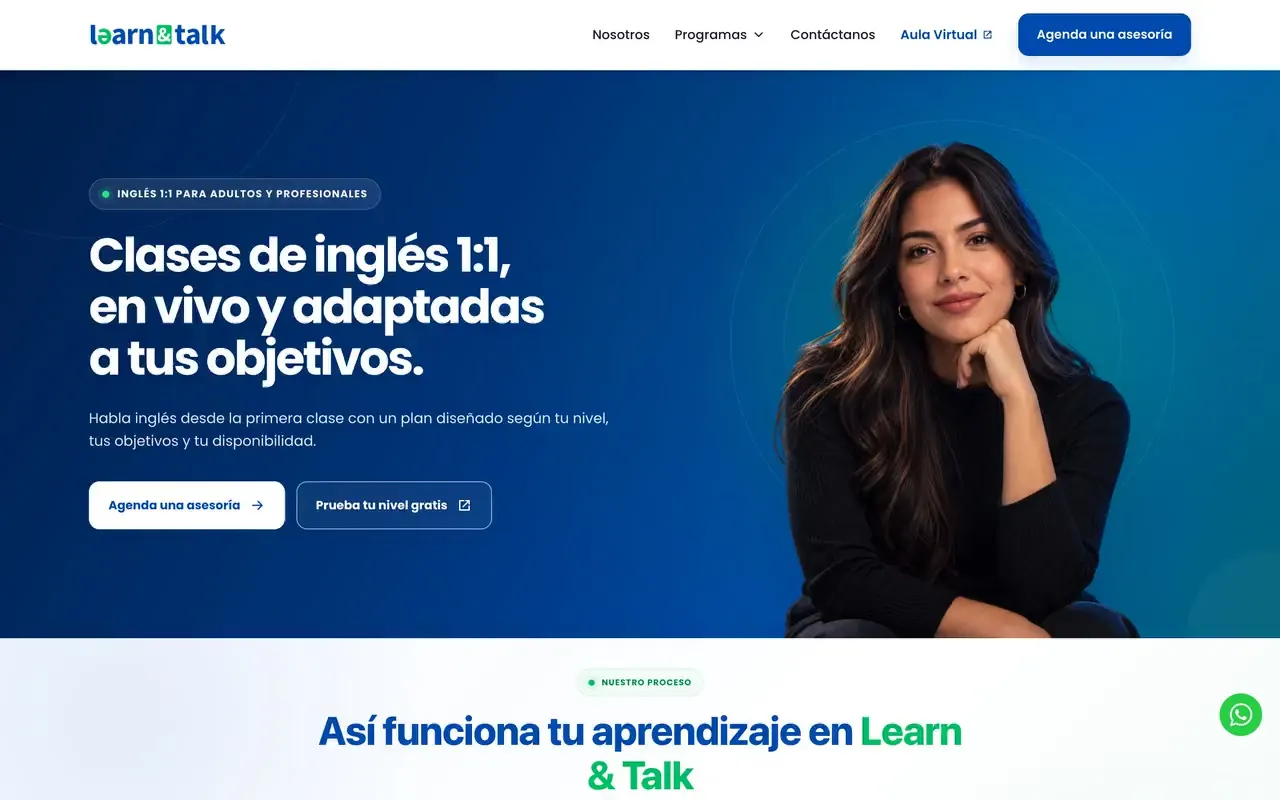 Portada de la web de Learn & Talk