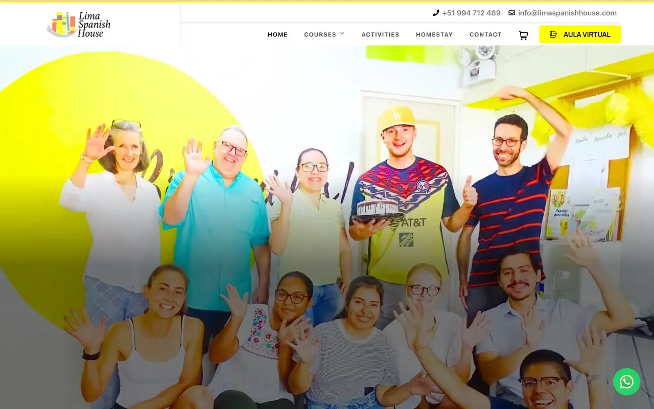 Menú de cursos de una escuela de idiomas agrupados por tipo de clase y nivel