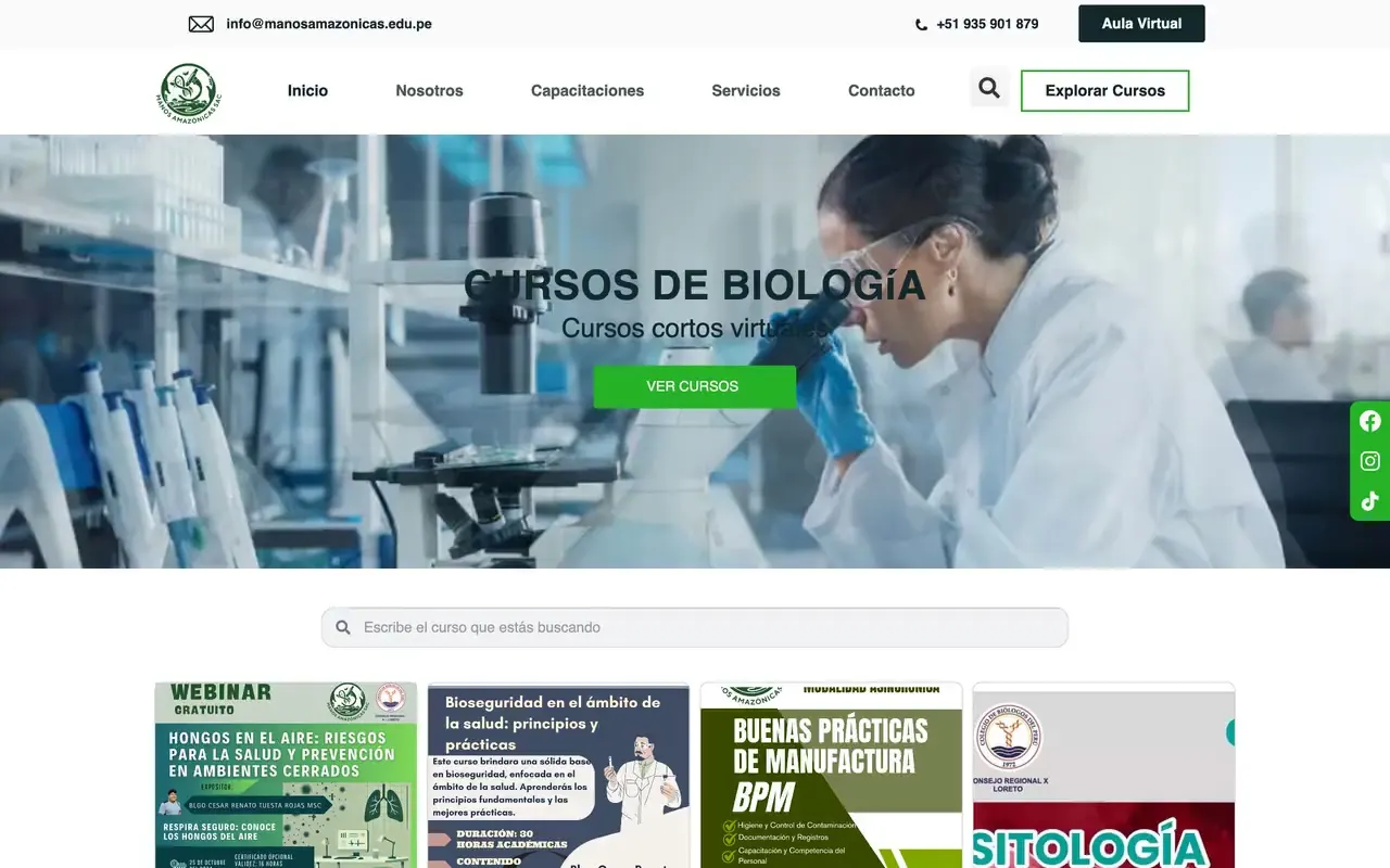 Portada de la web de Manos Amazónicas