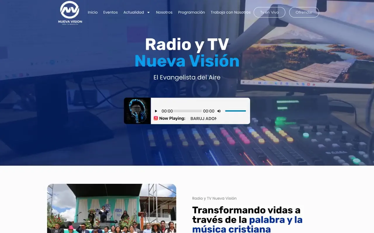 Portada de la web de Radio y TV Nueva Visión