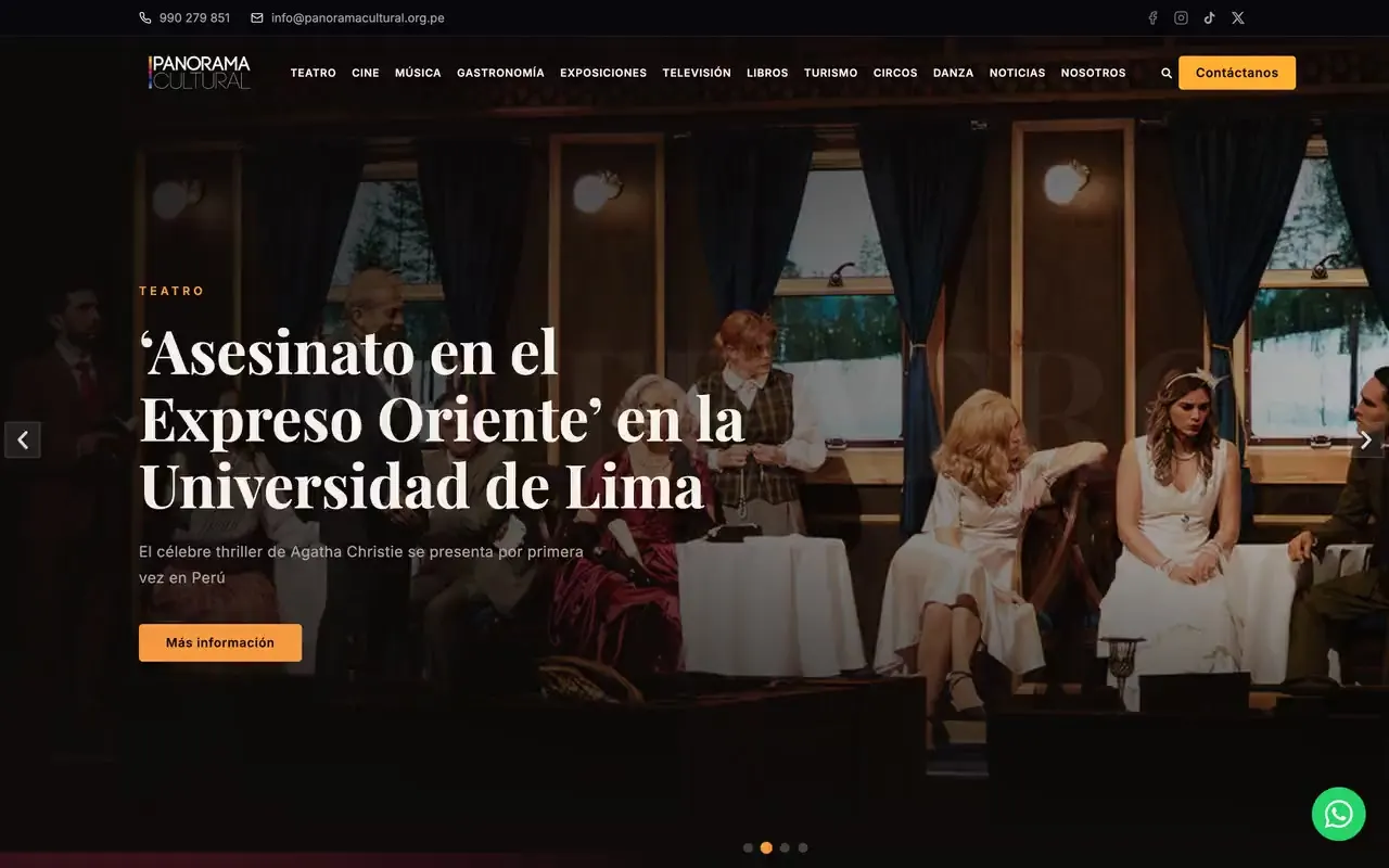 Portada de la web de Panorama Cultural