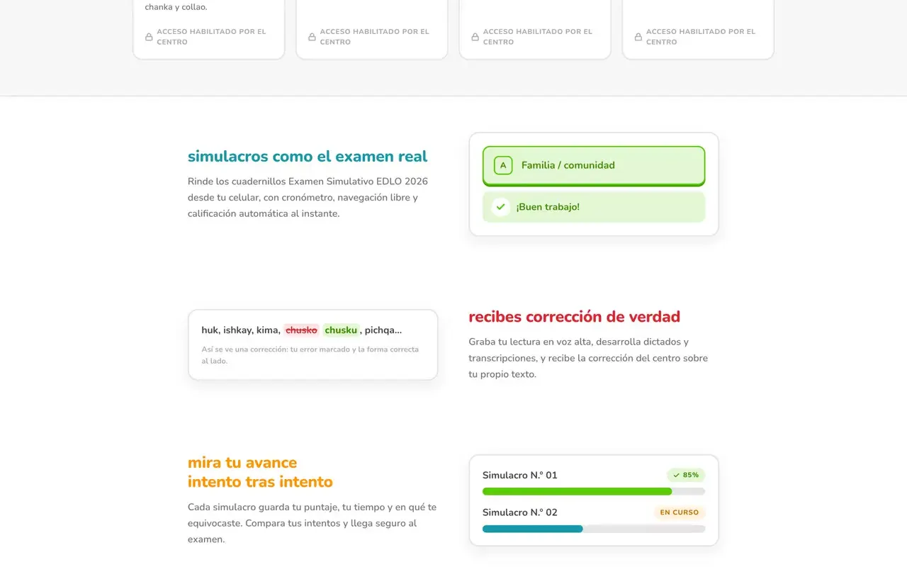 Pregunta de opción múltiple respondida en la sección de simulacros de una plataforma en línea
