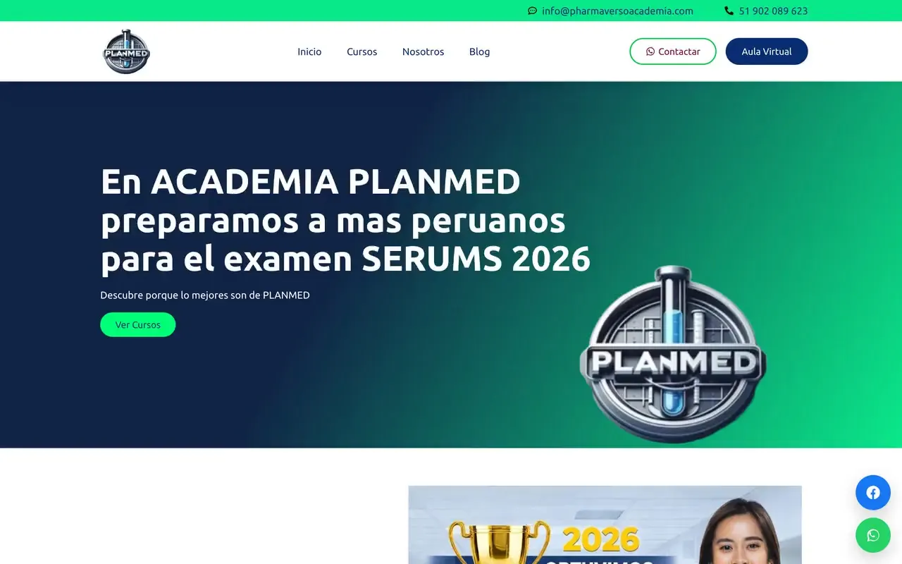 Portada de la web de Academia PLANMED