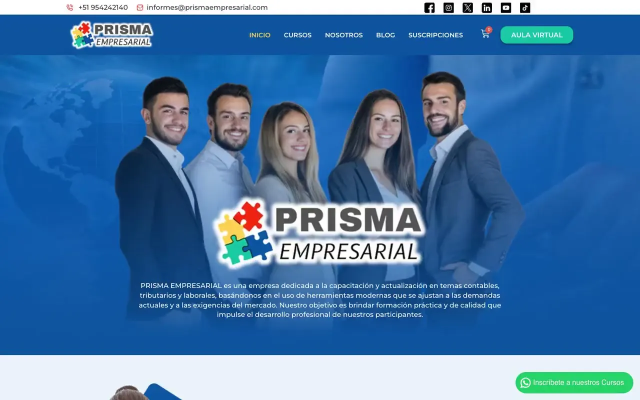 Portada de la web de Prisma Empresarial
