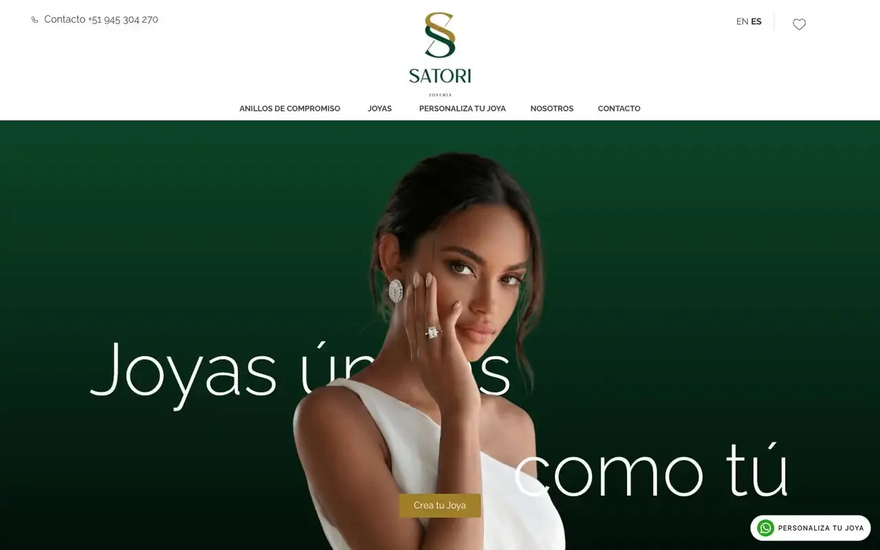 Portada de la web de Satori Joyería