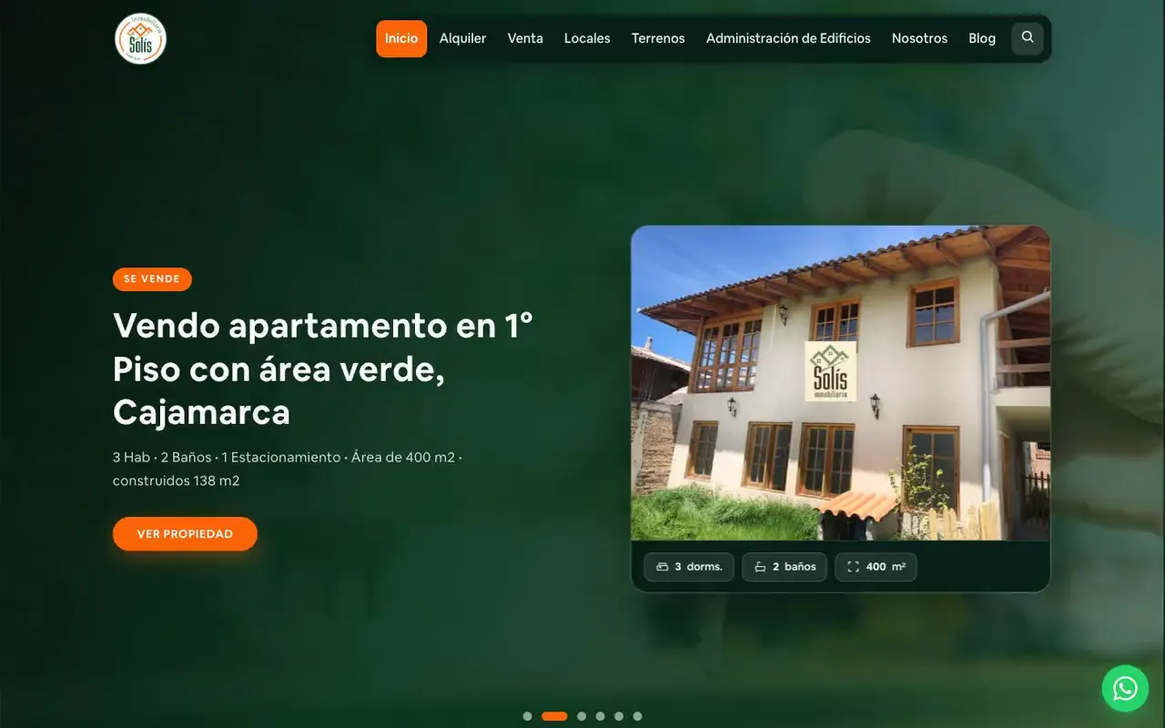 Portada de la web de Inmobiliaria Solís