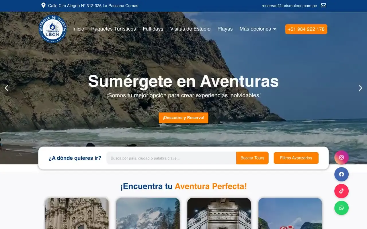 Portada de la web de Turismo León