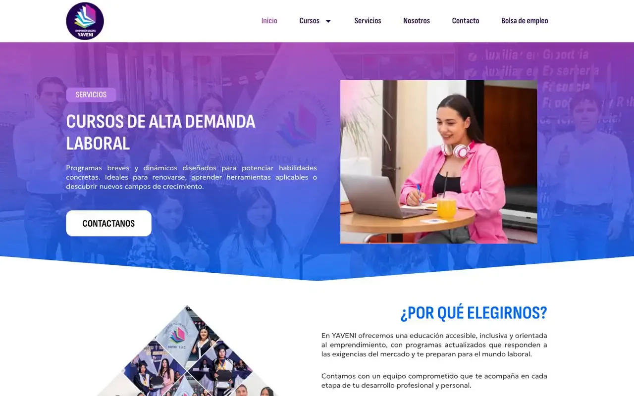 Portada de la web de Yaveni