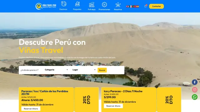 Web de Viñas Travel Perú